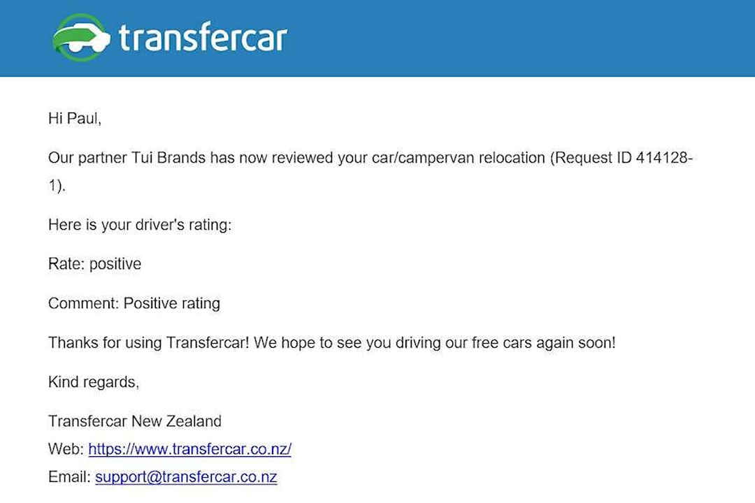 Review from Tui Campers TransferCar