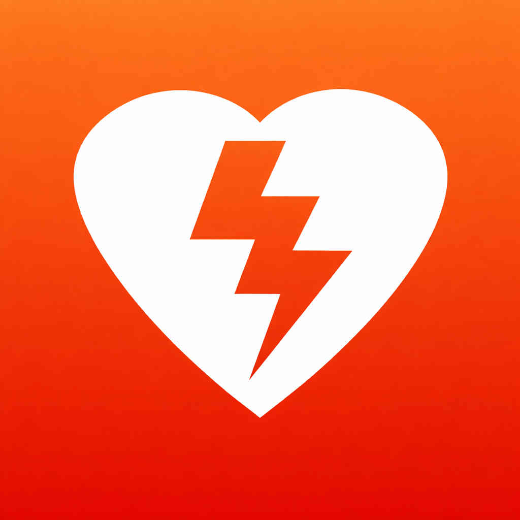 AED Locations NZ Defibrillator Finder App AED Locations New Zealand emergency app logo with heart and lightning bolt