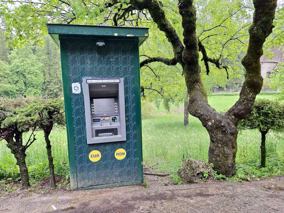 ATM Between Peleș and Pelișor Castles for RON and EUR Withdrawals