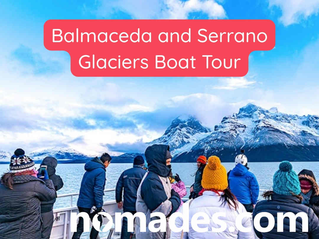 Travellers viewing the Balmaceda and Serrano Glaciers from a boat on Ultima Esperanza Sound near Puerto Natales