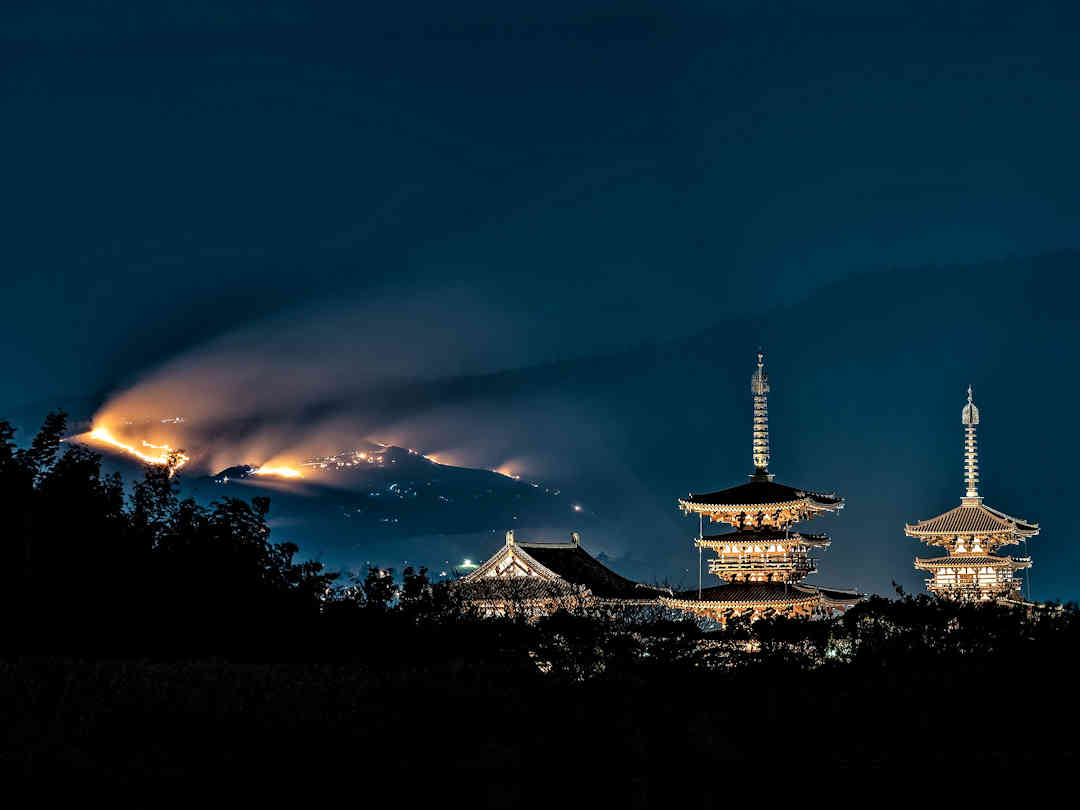 burning hillside during nara fire festival by kanenori on pixabay