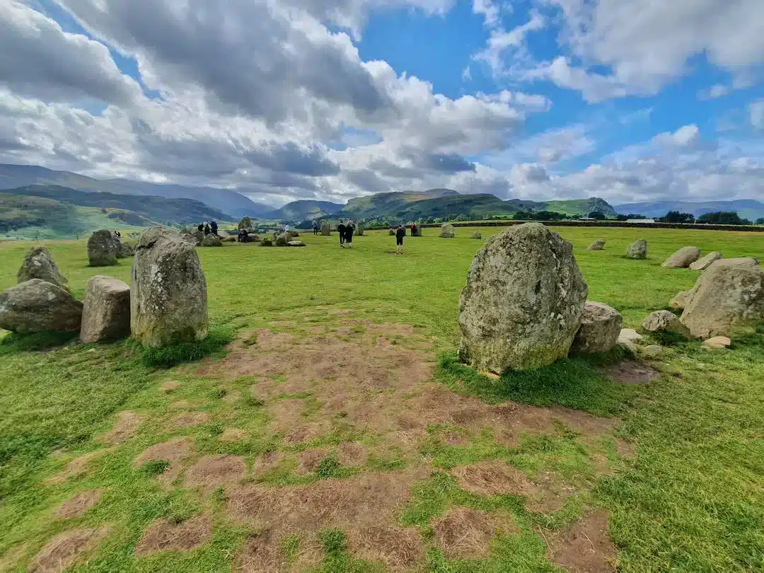 Ancient stone circle in a grassy field