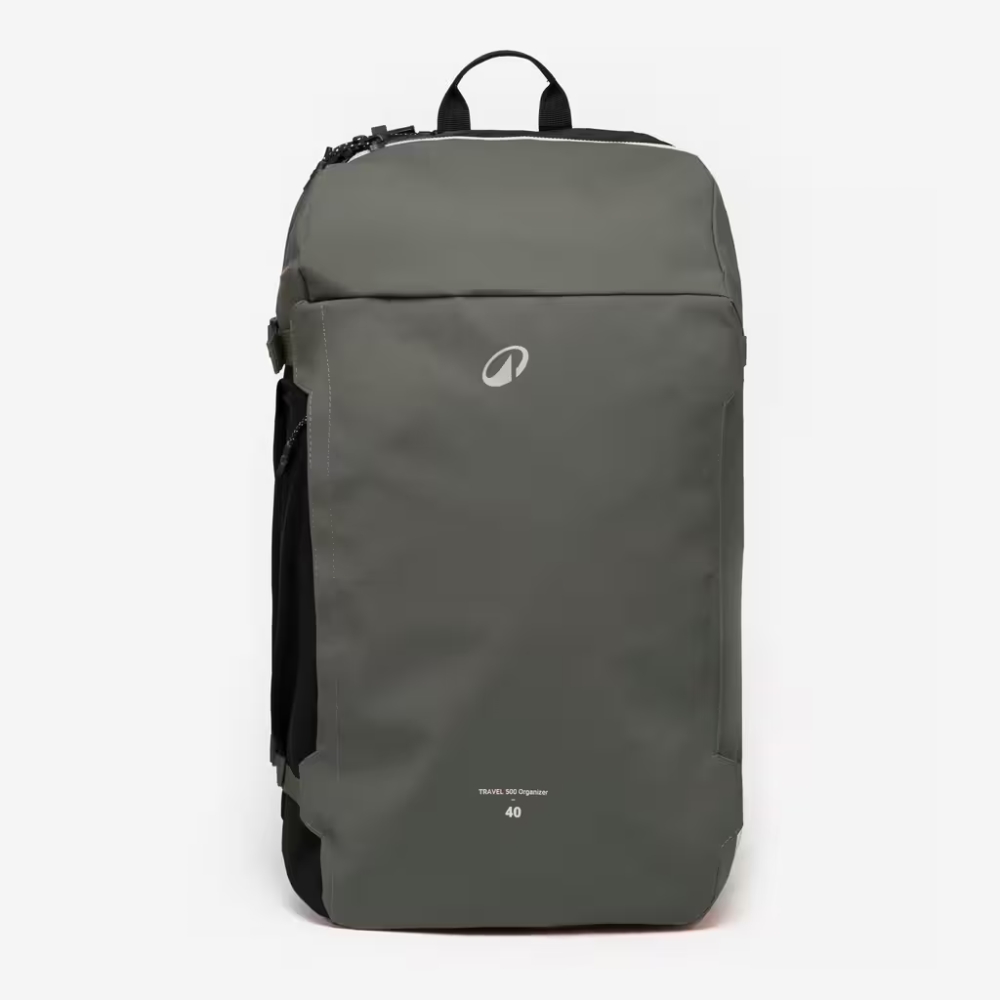 Gray travel backpack with minimalist design