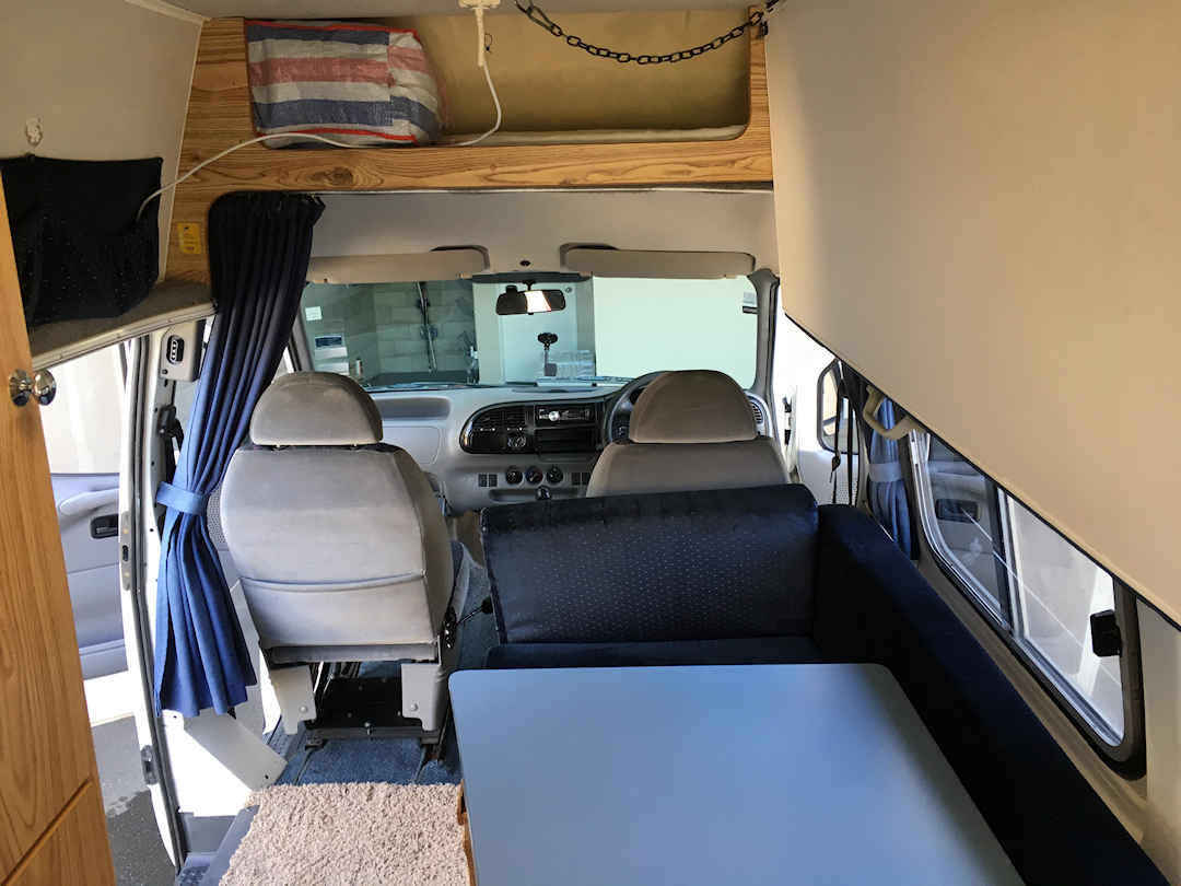 ford transit campervan looking to front
