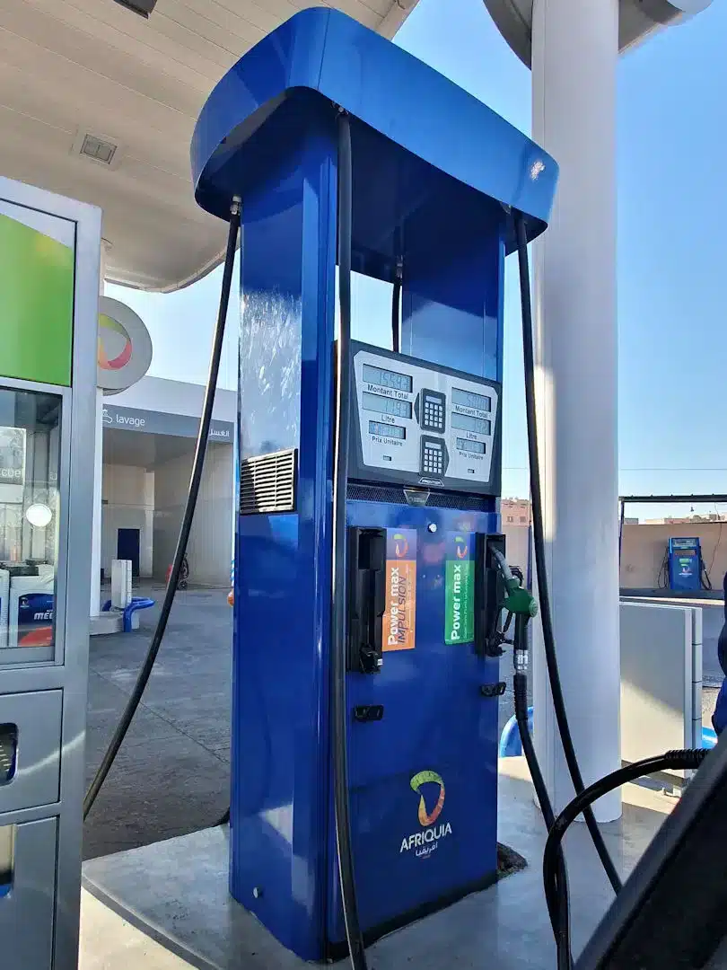 Fuel pump Morocco Blue gas station pump at Afriquia station