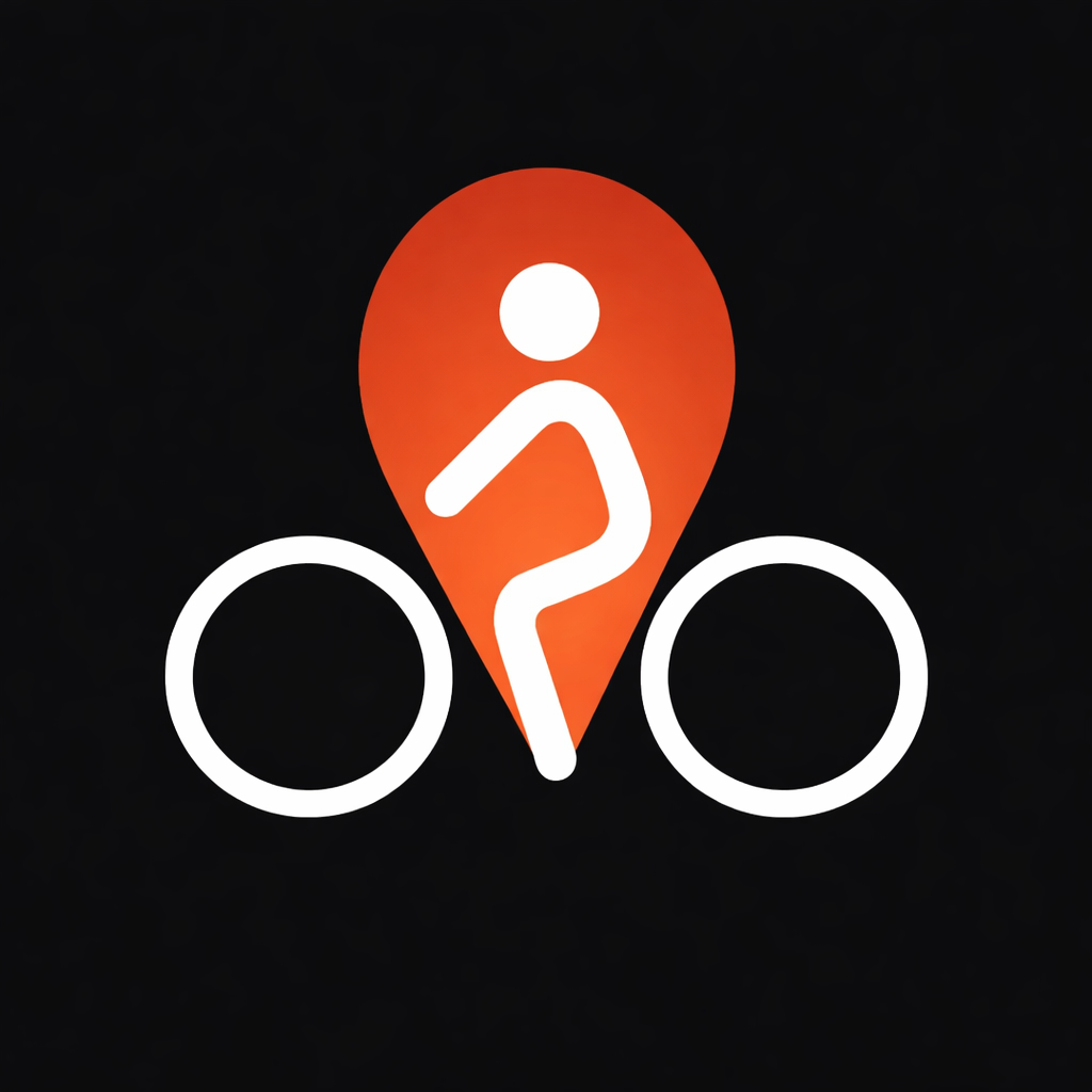 Great Rides NZ Cycling Trails and Bike Routes App Great Rides New Zealand cycling app logo with rider icon and location pin