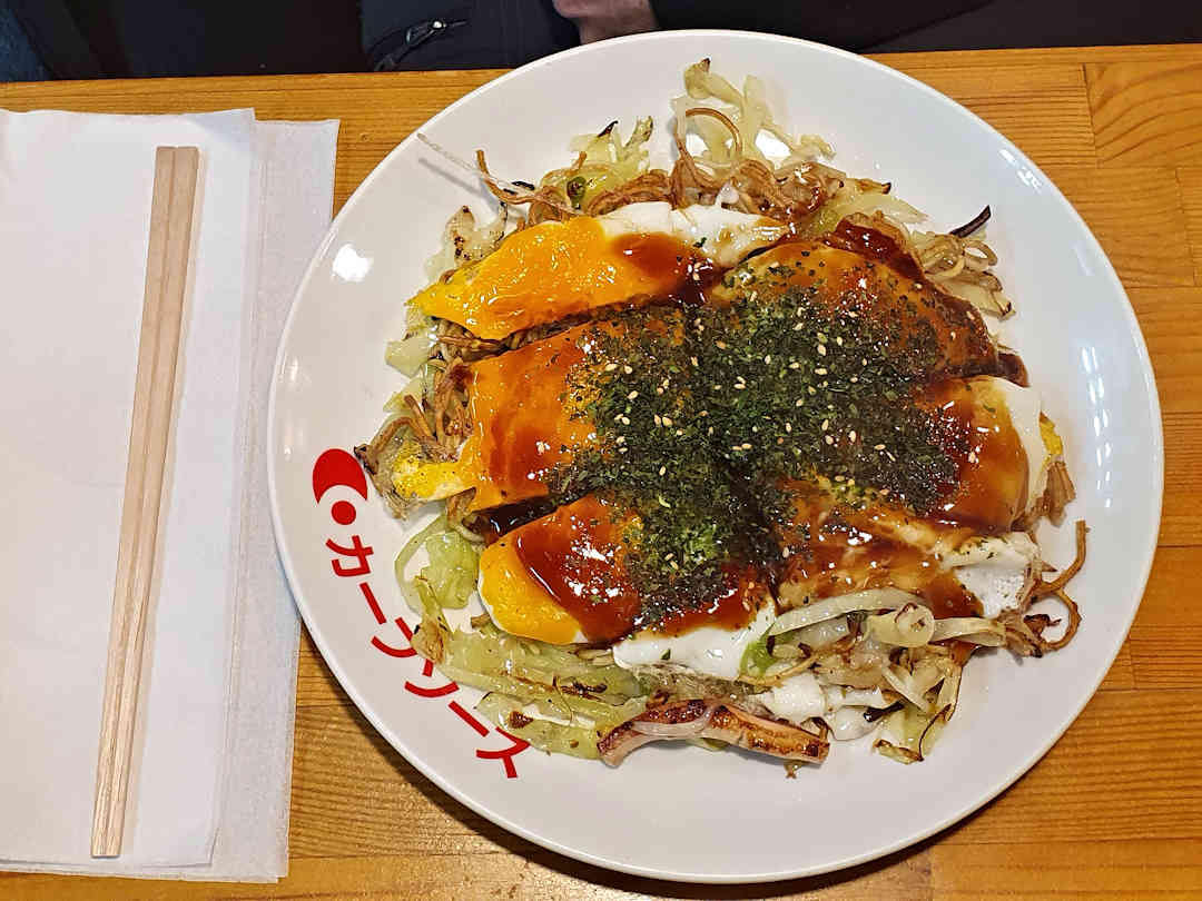 hiroshima style okonomiyaki at okonomimura