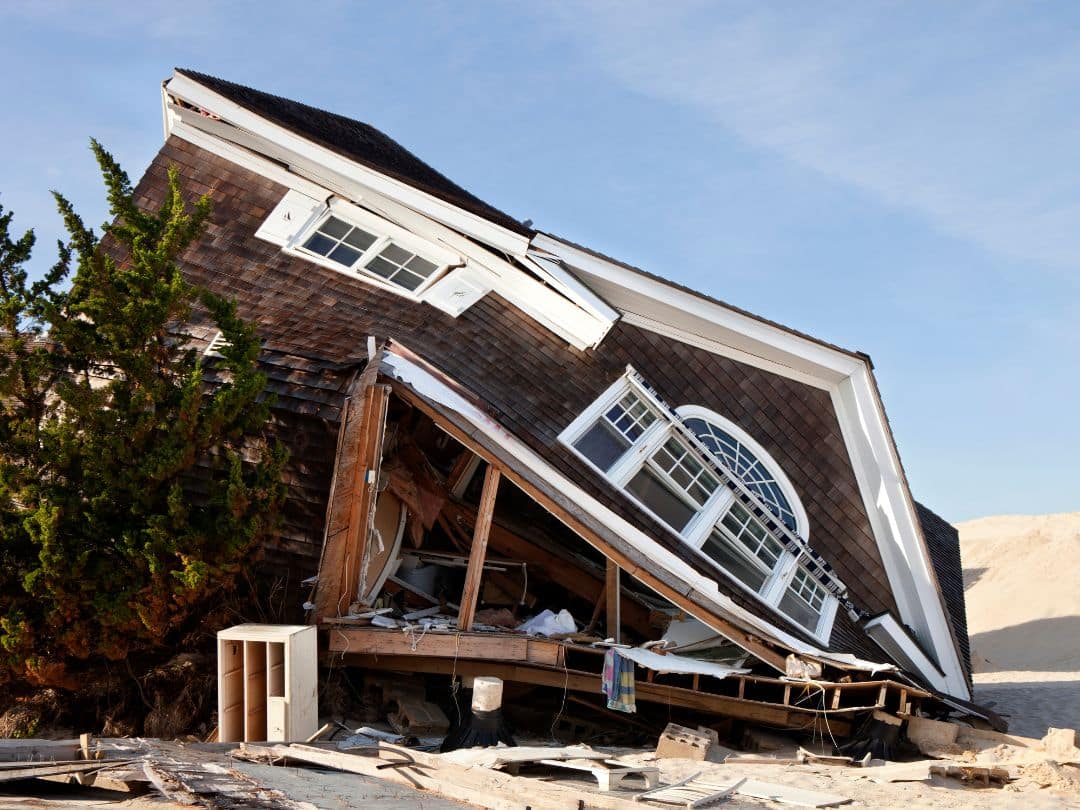 House destroyed by nature House destroyed by nature