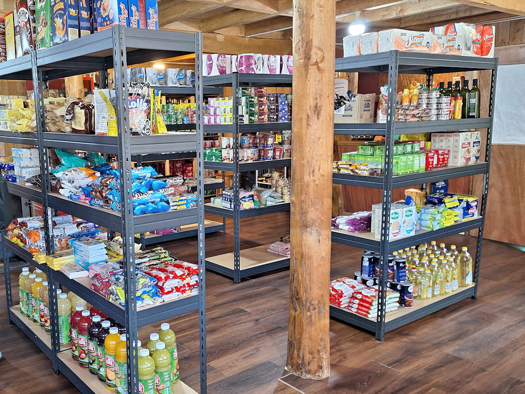 Shelves inside the bellavista supermarket tortel