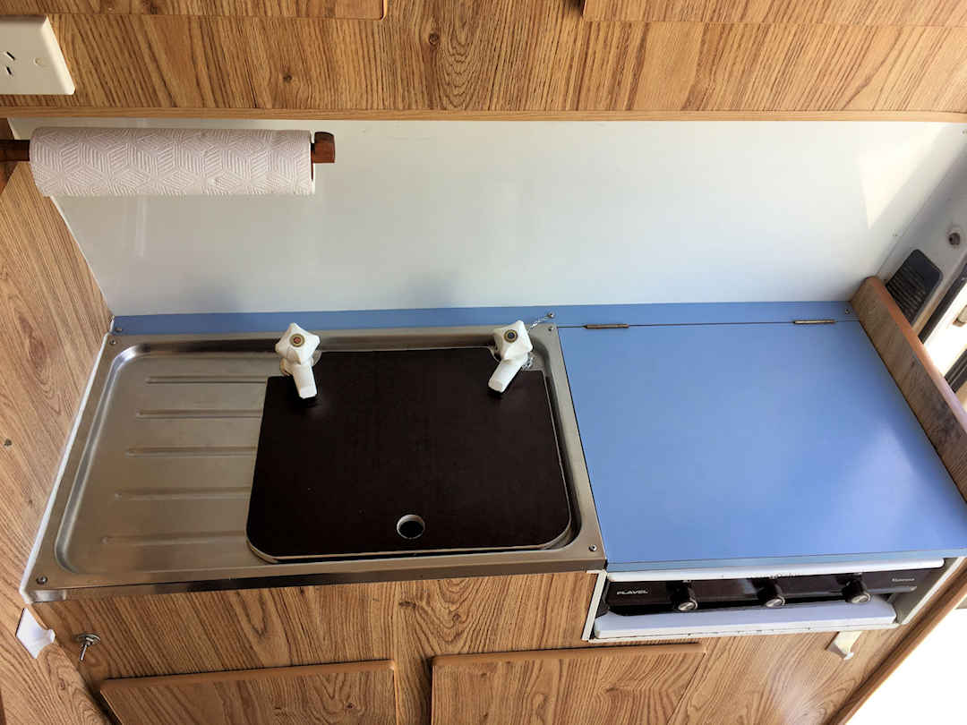 kichen sink and stove in ford transit campervan