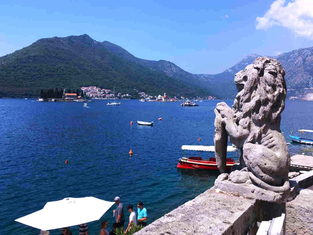lion statue in kotor bay