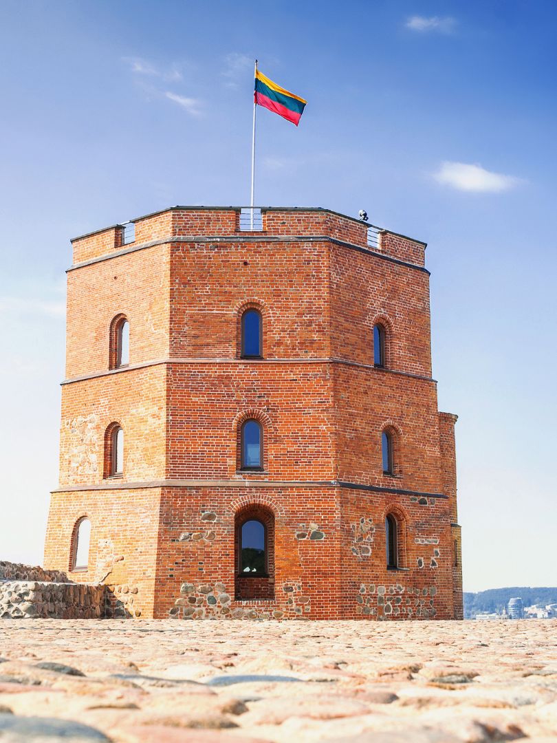 Lithuania flag on castle