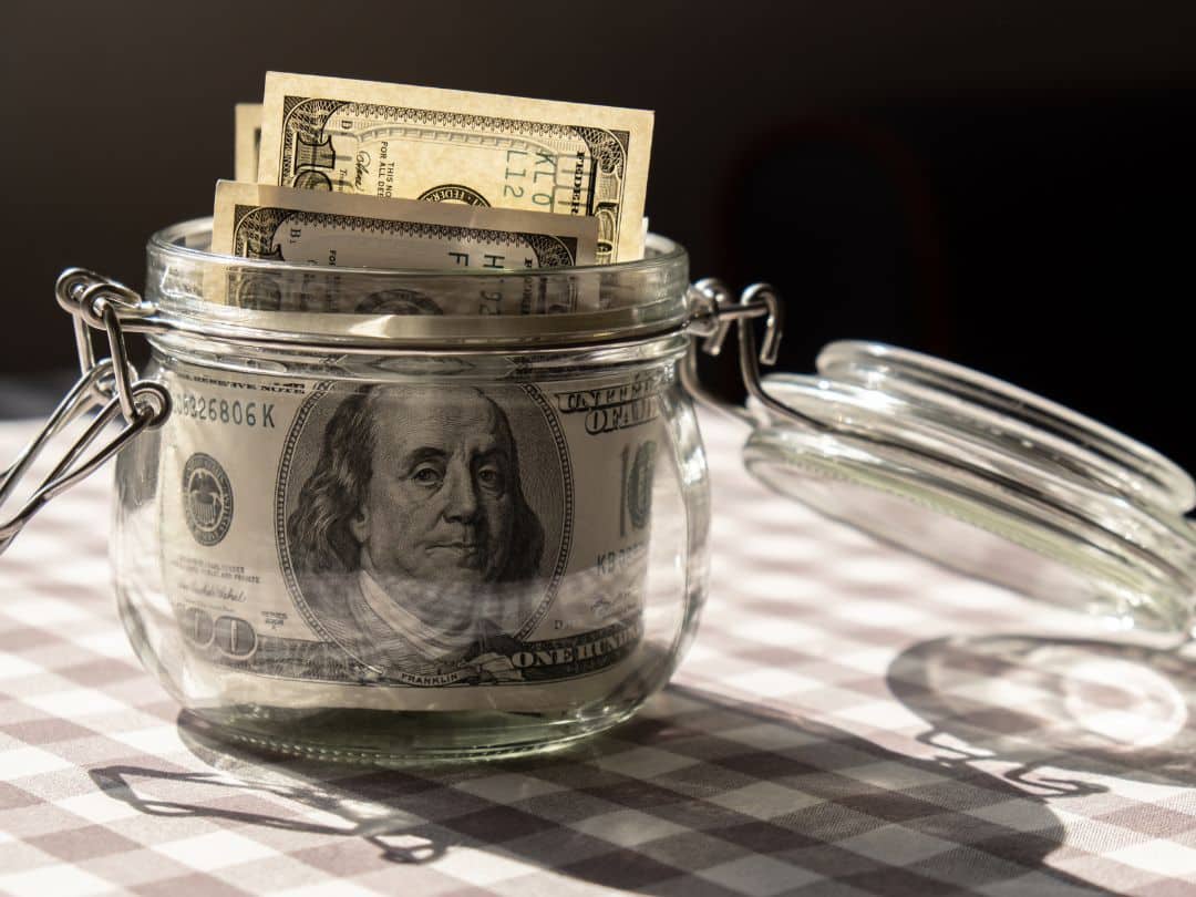 Money in jar