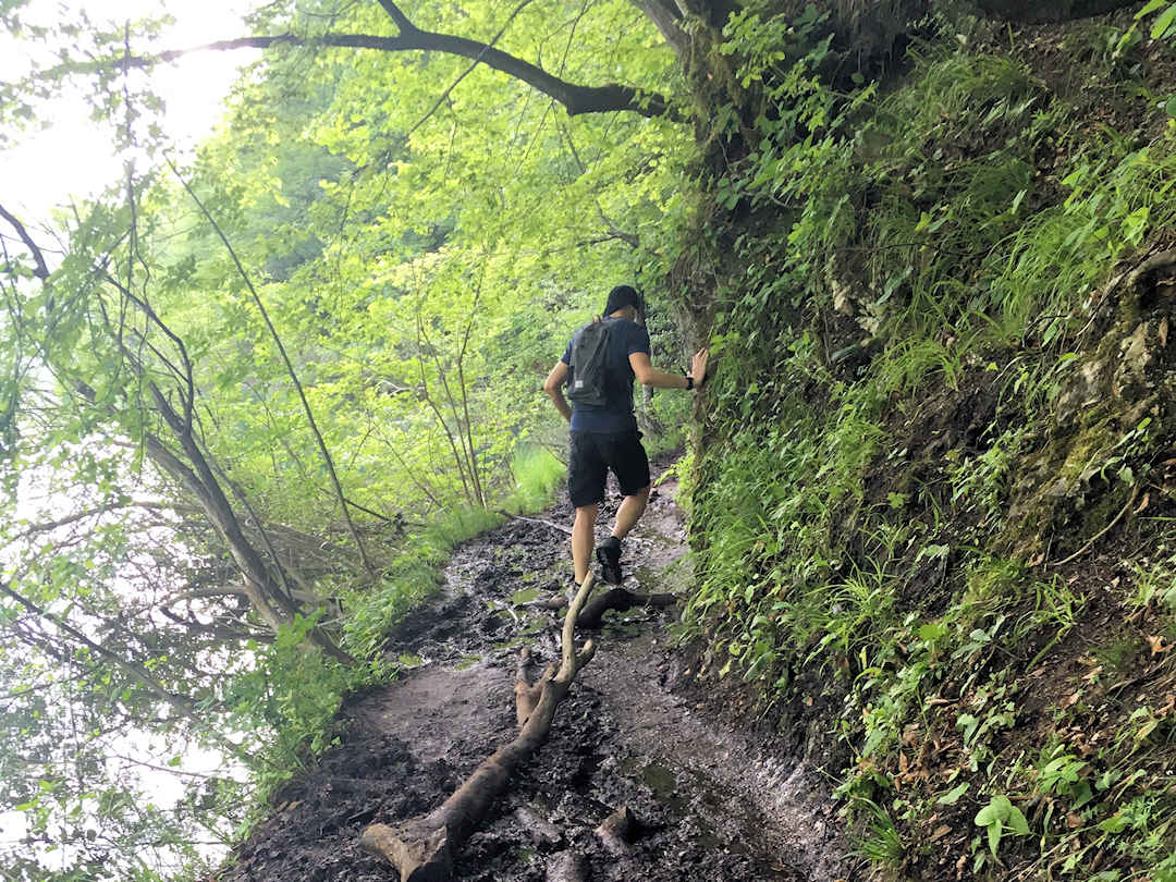 muddy trail at plitvice lakes