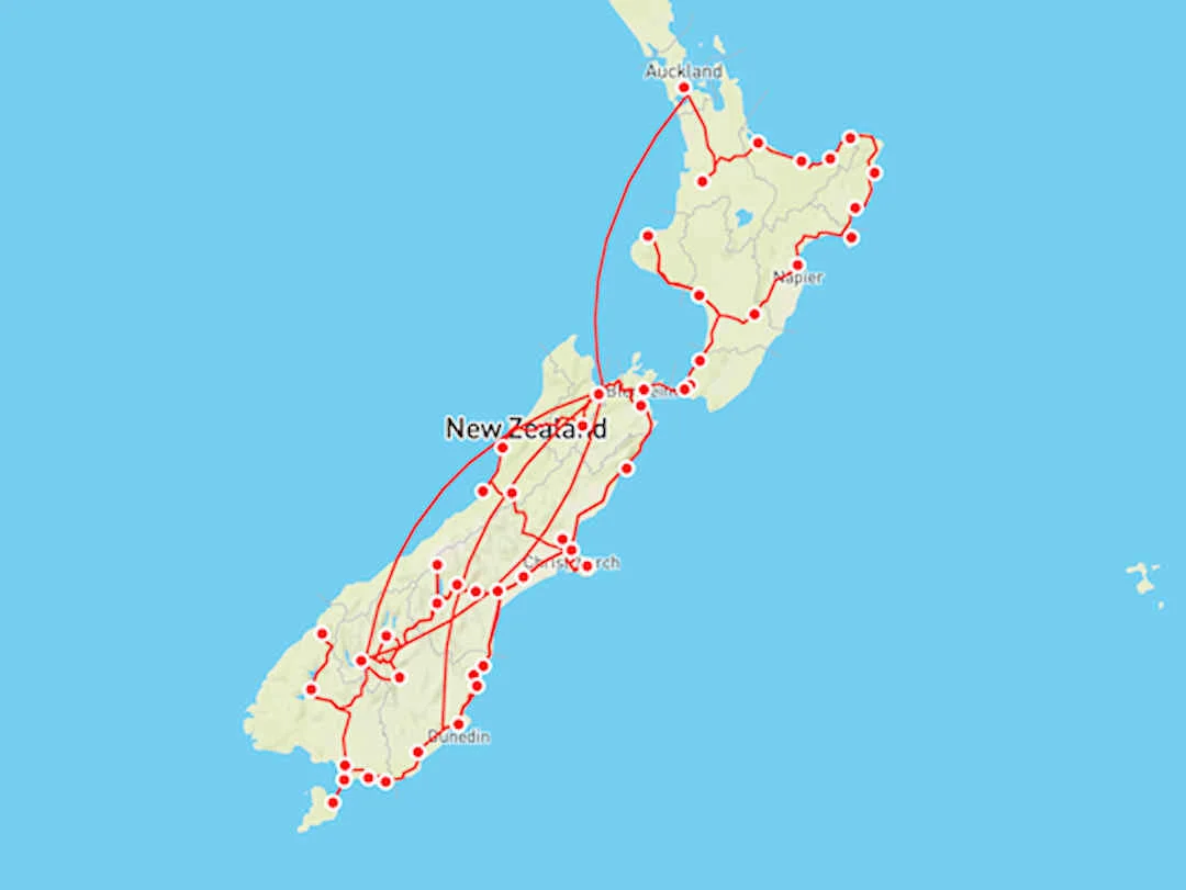 new zealand map where we travelled