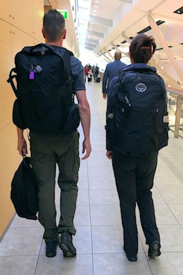 Paul and Sandra with carry-on at Sydney Airport in 2016