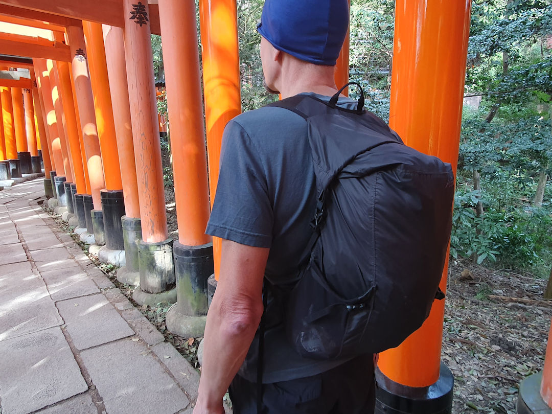 paul in kyoto wearing daypack