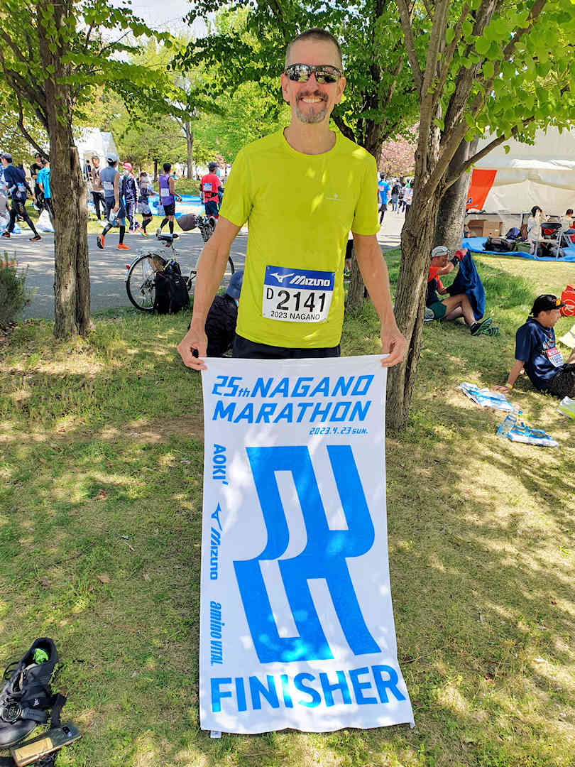 Paul with Nagano Marathon commemorative towel