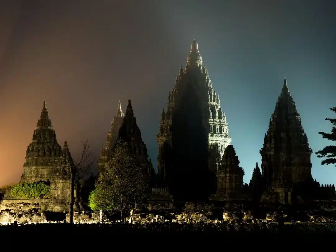 Prambanan Temple Silhouette at Night