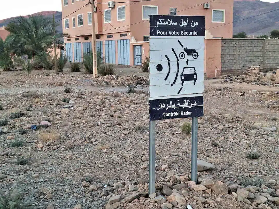 Radar sign Radar control sign in desert town.
