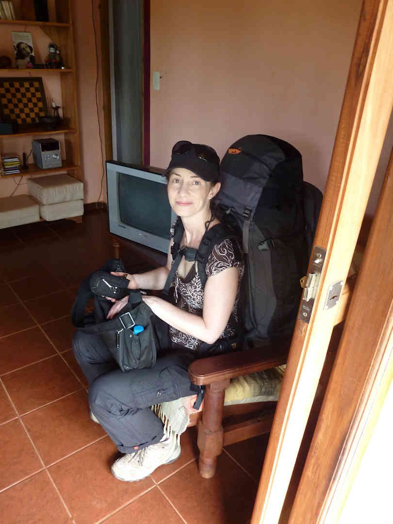 Sandra and her big backpack in 2012 Sandra and her big backpack in 2012