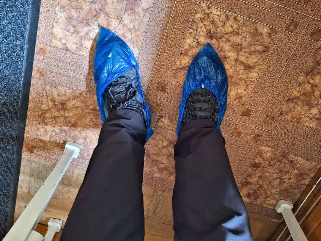 Shoe Covers Worn Inside Pelișor Castle to Protect Historic Floors