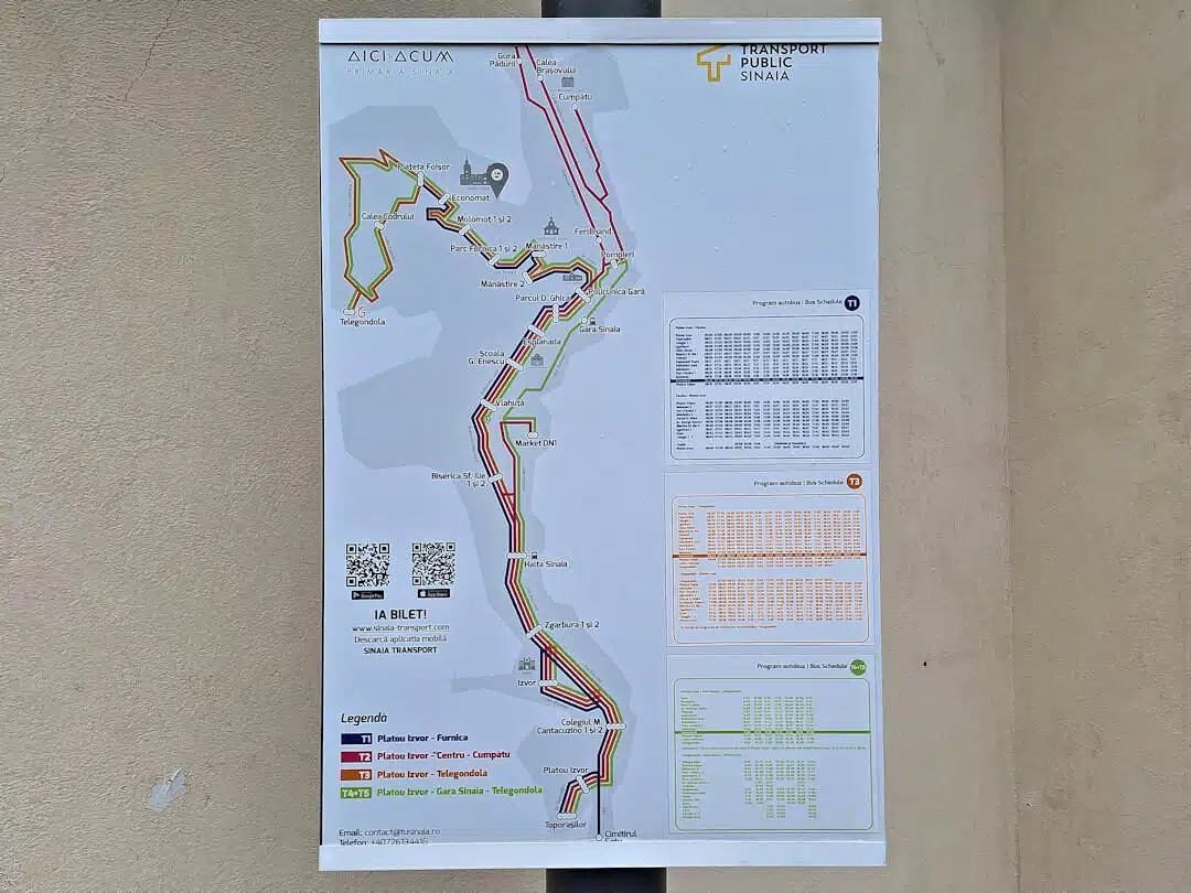 Sinaia Bus Route Map for Public Transport to Peleș and Pelișor Castles