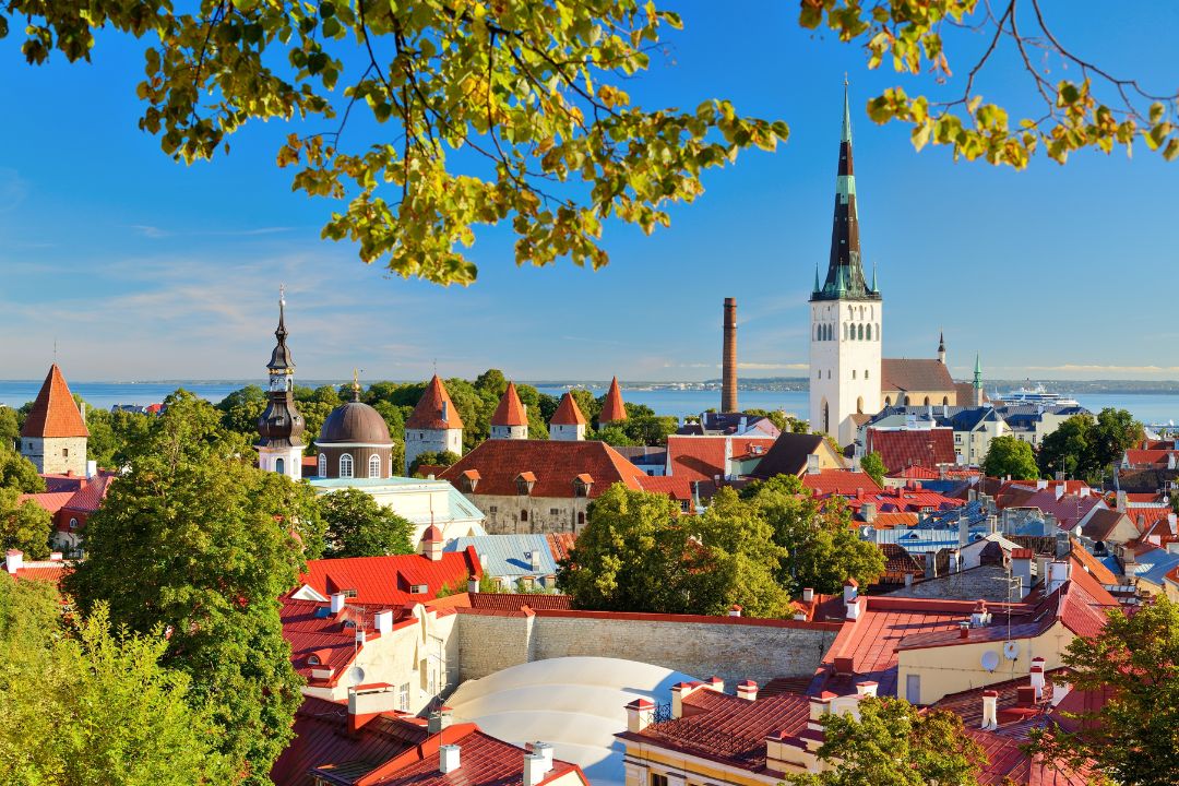 skyline of tallinn estonia at the old city