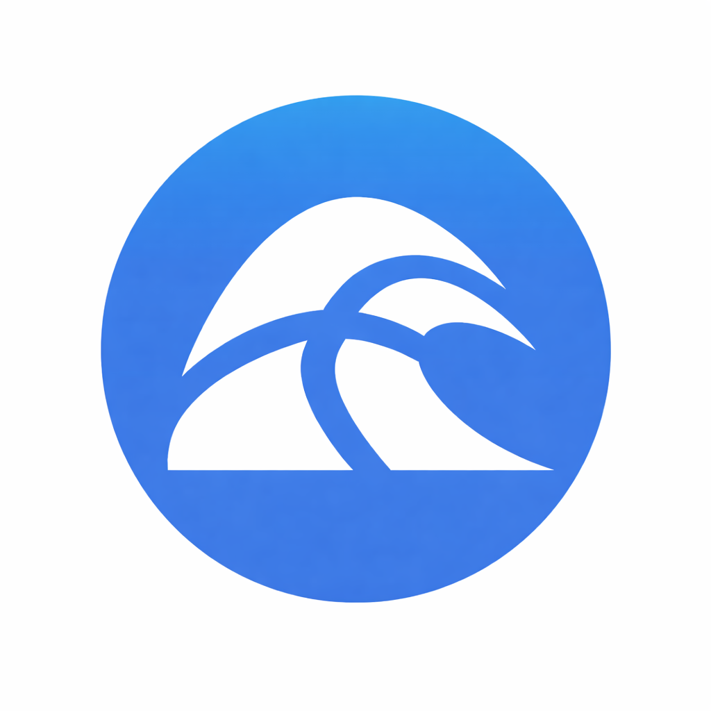 Swellmap NZ Surf Forecast and Ocean Conditions App Swellmap New Zealand surf forecast app logo with wave icon on blue background