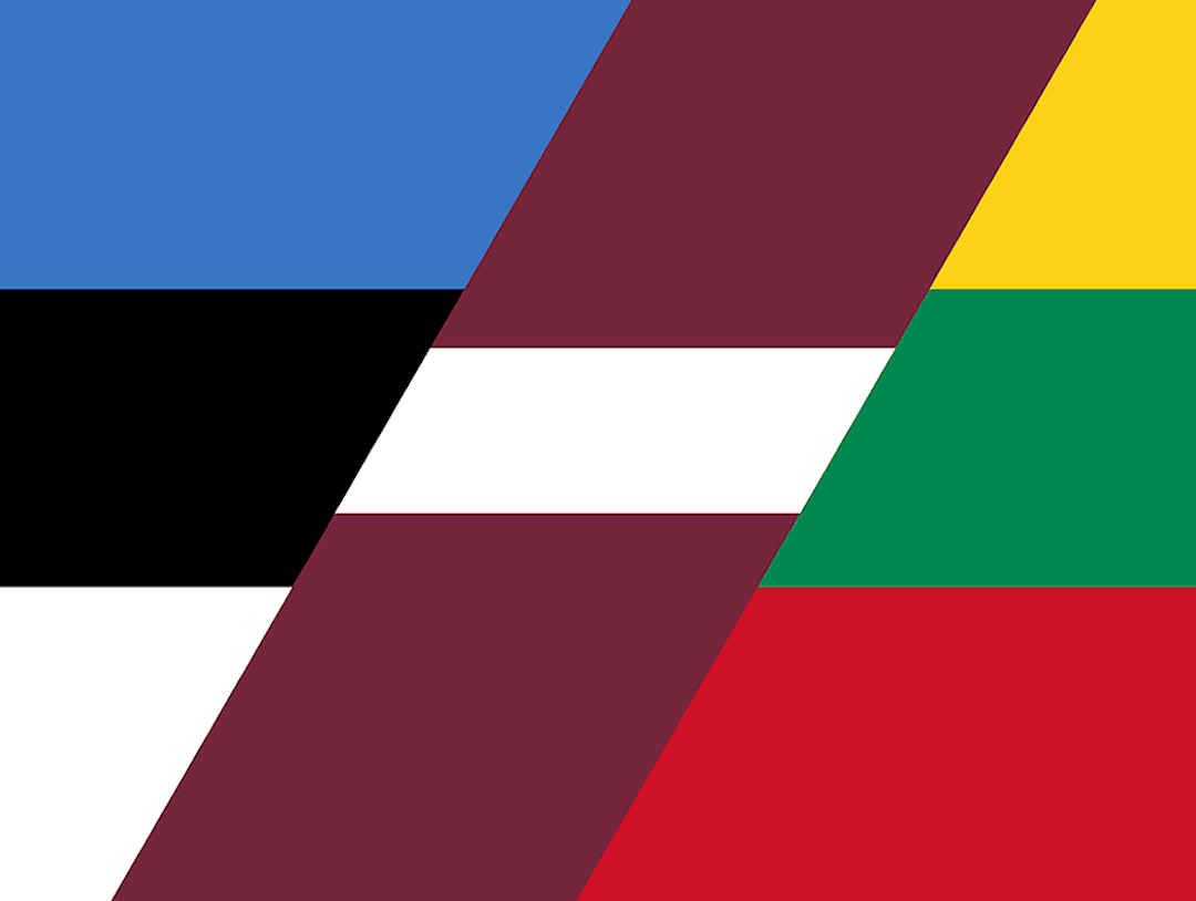 Three Baltic flags in one