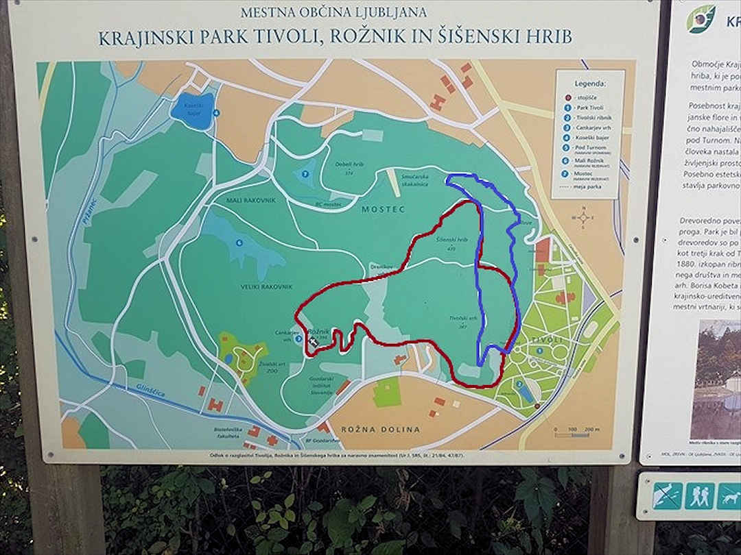 Tivoli Park and Hills map with trails