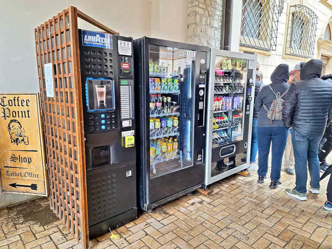 Vending Machines Near Ticket Office at Peleș Castle in Romania