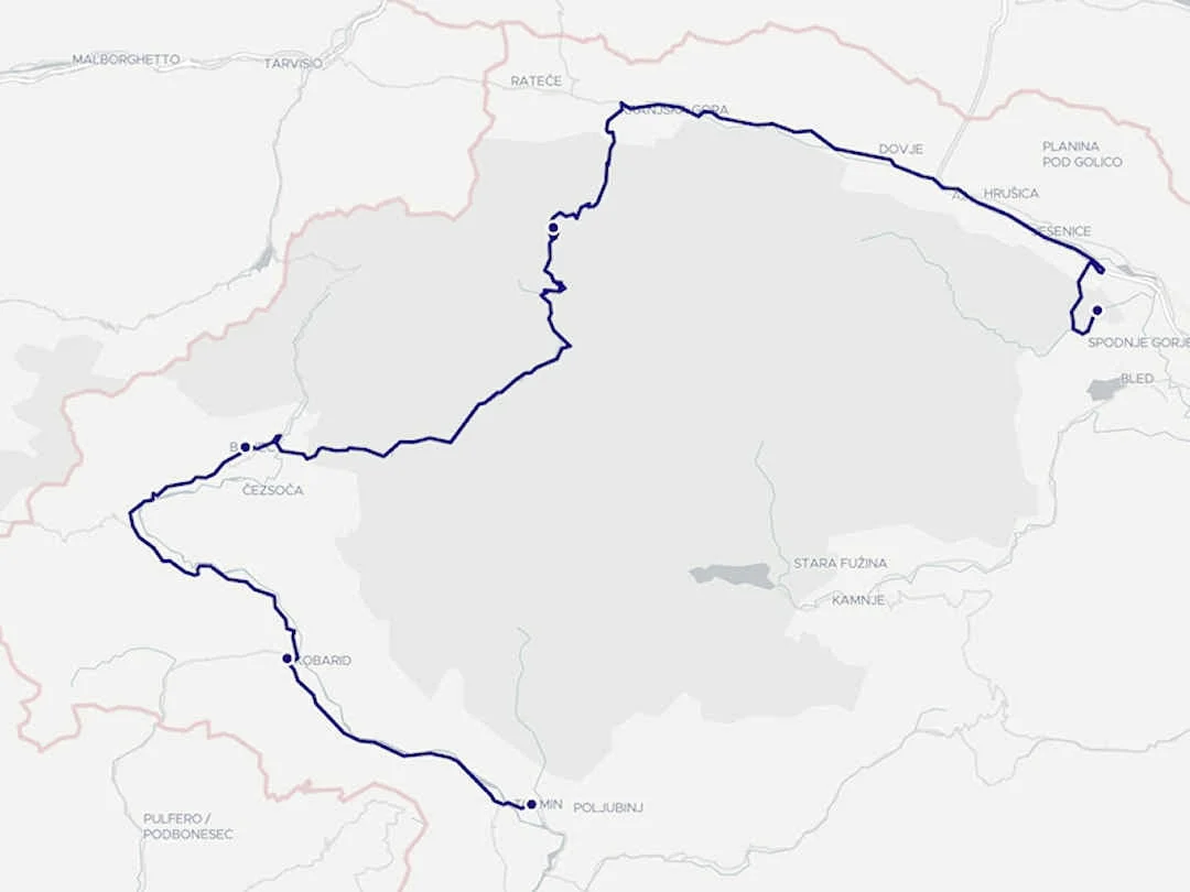vintgar gorge to tolmin map