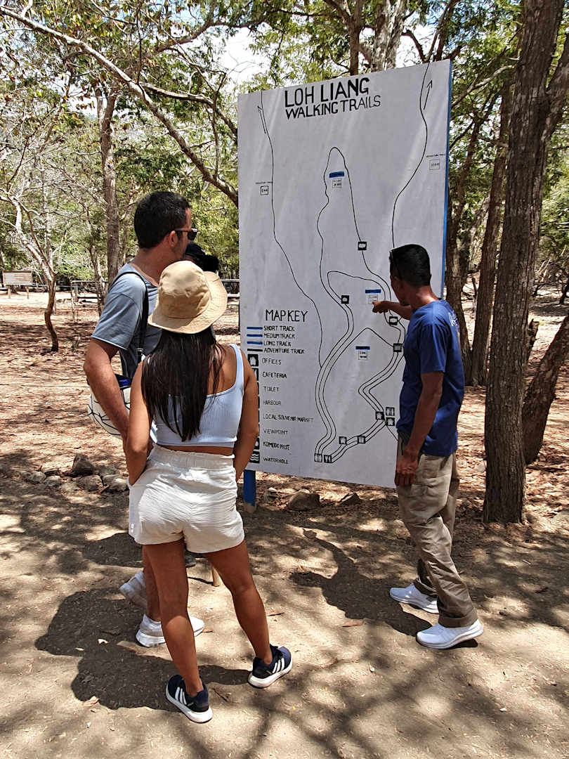 visitors at trail map komodo island