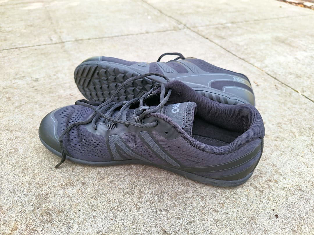 Xero Shoes HFS - designed for the road Xero Shoes HFS II on concrete pavers